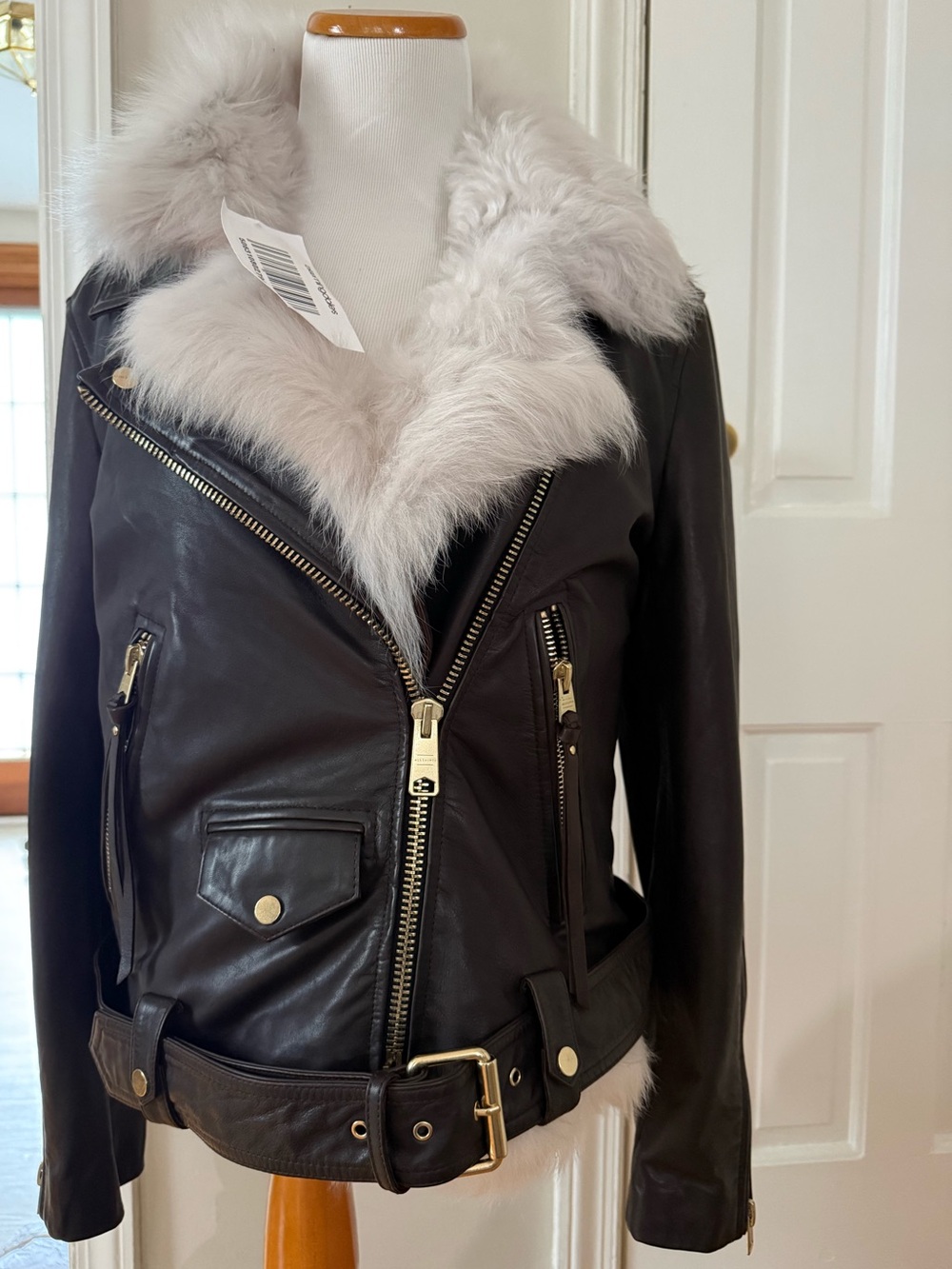 NWT Brown All Saints Luna 4-in-1 Shearling Biker Jacket - Size 6